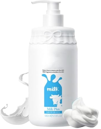Milk Body Wash Body Shower 500ml/16.91oz, Gentle Silk Soft Foaming Milk Bath, Moisturizing Body Cleanser for All Skin, Natural Creamy Body Wash & Cleanser, Soap, Mostiurizing PH Balancing