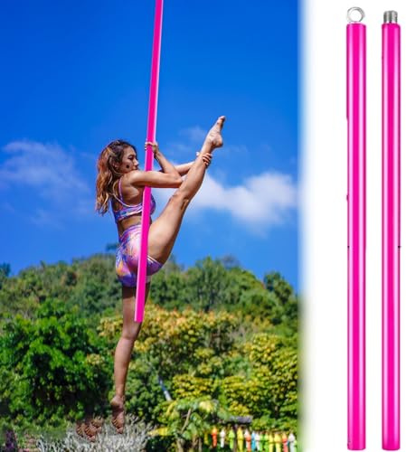 Minglez Poledance Stange Indoor Luftseilstange aus Silikon für Yoga-Übungen, Professionelles 45-mm-Fitness-Hängerohr, Tragbare Stripper-Stange für Zuhause, Schlafzimmer und Wohnung(Pink)