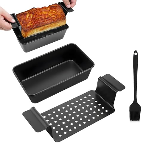 Brotbackform Kasten, Kuchenform Kasten Toastbrot Backform Kohlenstoffstahl Brotbackform Mit Gitterabbau Backblech Rechteckig Brotbackformen 24x14x6.5cm Hausbäcker Set mit Ölpinsel