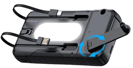 Batteria Portatile Con Pannello Solare,Resistente Agli Urti Con Torcia - Power Bank con Manovella e Energia Solare - Per Smartphone, Fotocamera, Tablet, Campeggio, Escursionismo E Zaino In Spalla