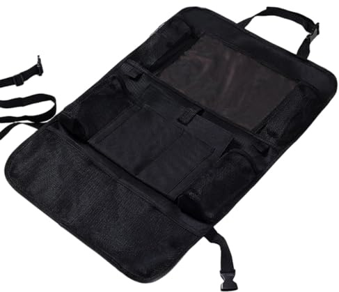HOODANCOS Multifunktionaler Autositztaschen Organizer aus Oxford Gewebe Rückenlehnentasche mit Mehreren Fächern für Kinderspielzeug und Alltagsgegenstände Schwarz Auto Rücksitz Organizer