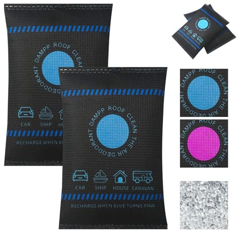 2 bolsas desecantes de deshumidificación, 2025, paquete de absorción de humedad reutilizable, bolsas desecantes de deshumidificación de silicona para el hogar, automóvil, sótano, RV, barcos, armario