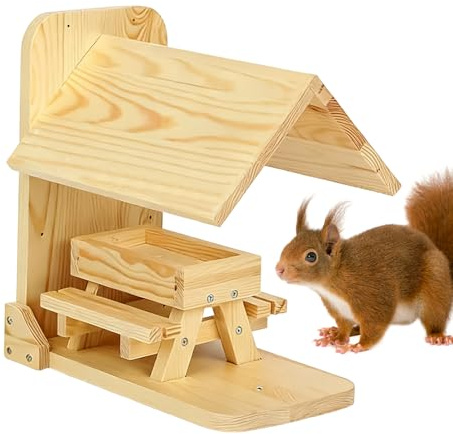 Casa per Scoiattoli da Esterno - Casetta In Legno Con Portapannocchia,Facile Da Ricaricare Con Pannocchia Di Mais - Per Esterni Finestra Giardino Balcone Ringhiera