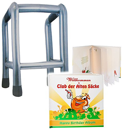 alles-meine.de GmbH 2 TLG. Set: __ Gehhilfe - (Aufblasbar) & Album - Willkommen im Club der Alten Säcke - Erinnerungsalbum/Fotoalbum - lustiger Partyartikel - Rentenbegin..