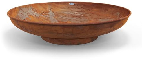 HEAT Outdoor Living ciotola per fuoco diametro 80 cm griglia - ciotole per barbecue per il giardino - pozzo per fuoco all'aperto e barile per fuoco - riscaldatore in acciaio per patio - 80x80x19cm