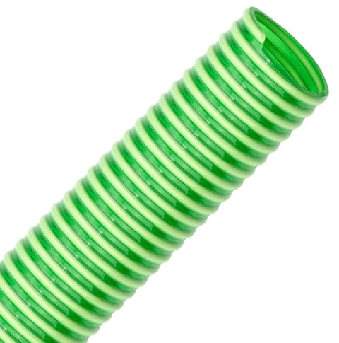 FLEXTUBE GR Ø 25mm (1 Zoll) Länge 10m PVC Schlauch, Spiralschlauch, Saugschlauch mit Hart PVC Spirale, grün transparent
