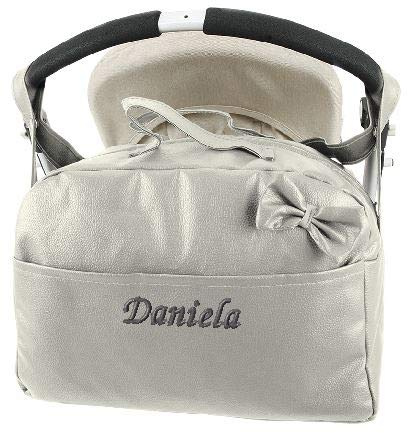 mibebestore Bolso Carro Bebe Personalizado con Nombre Bordado Bolsa para Silla Paseo de Polipiel Impermeable 40x27x20 cm Organizador de Carrito Hecho a Mano en España Regalo Nacimiento Recién Nacido