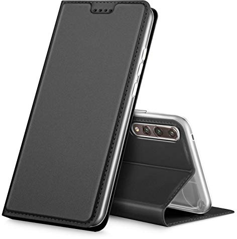 Verco Handyhülle für P20 Pro, Premium Handy Flip Cover für Huawei P20 Pro Hülle [integr. Magnet] Book Case PU Leder Tasche, Schwarz
