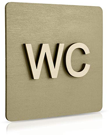 WC Schild Schwarz Holz Toilettenschild Toilette Türschild Damen Herren Piktogramm (14x14cm) (Moosgrau) Art. Nr. 4011