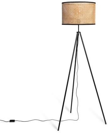 LEDKIA LIGHTING - Stehleuchte Rattan Huela | Elegantes Design | E27 Fassung | Vielseitige Lichtwahl | Für Wohnzimmer, Küche, Schlafzimmer, Restaurants | Natürlich, Rattan