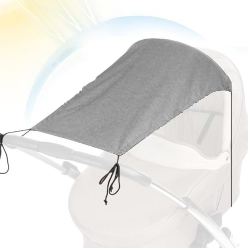 Universal Sonnensegel, Kinderwagen Sonnensegel, Sonnensegel für Kinderwagen, Baby Sonnensegel, für Kinderwagen Sonnenschutz, mit UV Schutz UPF 50+ Flexibles Verstellbarer Sonnenverdeck, Grau