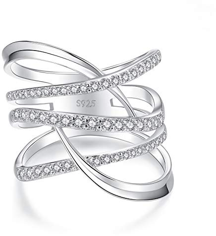 VIKI LYNN Bague Infini de Twist Rows en Argent Sterling 925 et Zircon Cubique Idée Cadeau Femme Fille pour Anniversaire Noel St-Valentin Fête des mères