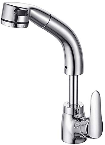Wasserhahn Ausziehbar Armatur Bad mit Herausziehbarer Brause, Heißer und Kalter Dual-Mode-Teleskop-Badhahn Mischbatterie Bad mit Brause Waschtischarmatur für Bad-Chrom