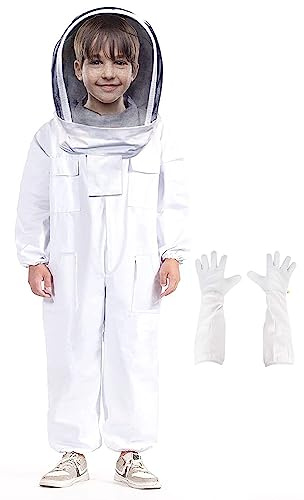 Kids Bee Suit Bee Suits for Kids Beekeeping Suit for Kids Child Bee Suit Childrens Beekeeper Bee Suit for Boy and Girl, Skin-Friendly, Breathable, for Family Outdoor, Backyard, Christmas Gifts