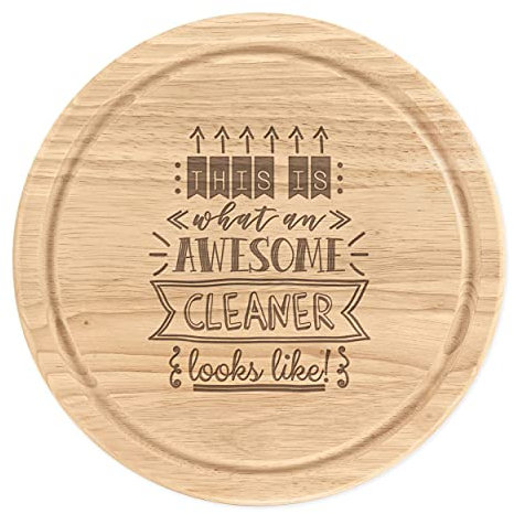 This is What an Awesome Cleaner Looks Like Wooden Chopping Cheese Board Round 25cm