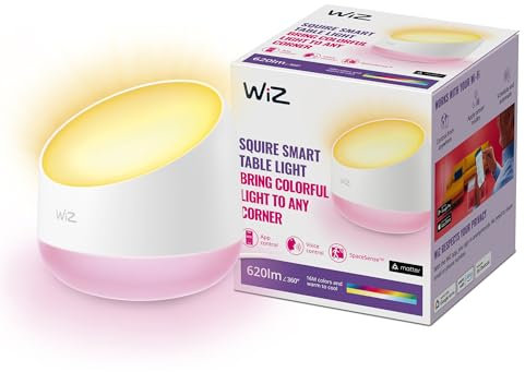 WiZ - Lámpara inteligente Squire, Lámpara Portátil LED Inteligente, Luz Blanca y de Colores, con tecnología SpaceSense y compatible con Alexa y Google Home, Color Blanco