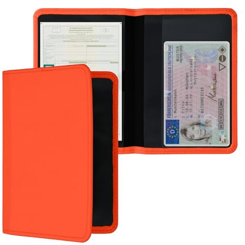 kwmobile Custodia in Neoprene per Libretto Circolazione Auto - Cover Portalibretto con Scomparti per Tessere Patente - Foderina Porta Documenti arancione fluorescente