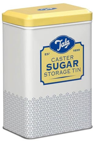Tala Original - Lata de almacenamiento, metal, diseño nostálgico amarillo y crema, con capacidad para una bolsa completa de azúcar