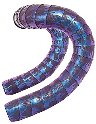Gradient Flame Fahrrad Lenkerband Stoßdämpfung und Schweißabsorption PU Leder Lenkergürtel für Rennrad Grip Wraps (blau)