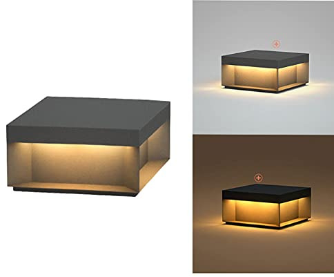 MGJXTWG Outdoor Post Lights - LED Modern Black Column Pillar Lamps Square Patio Pole Pillar Lights Outside Waterproof Stainless Steel Gate Deck Stigma Lantern