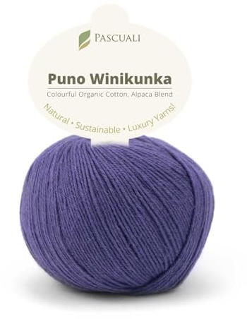PASCUALI | Puno Winikunka | Strickwolle aus 70% Baumwolle und 30% Alpakawolle Alpaka Wolle Alpaca Baby zum Stricken und Häkeln, 1 Knäuel - 50g - Farbe:Lupine 55