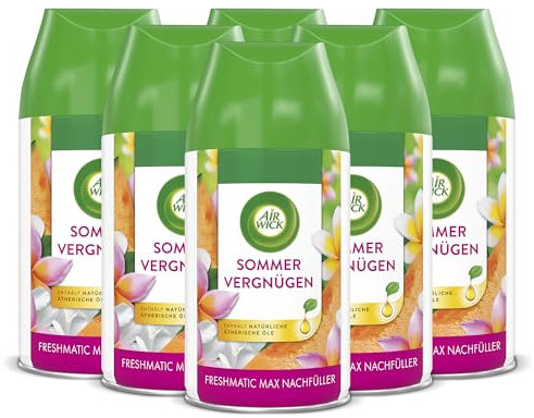 Air Wick Freshmatic Max – Nachfüller Set – Automatisches Raumspray – Raumduft Sommervergnügen – 6 x 250 ml Nachfüller