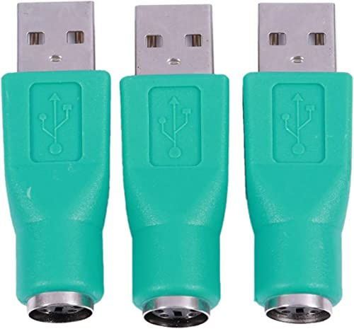 VizGiz 3 Pack PS/2 Keyboard to USB Computer Adapter Replacement PS2 Female to USB Male Connector Plugs for Legacy Mouse Microsoft Dell Old Keyboard KVM Switch PS/2 Trackball Mouse Laptop