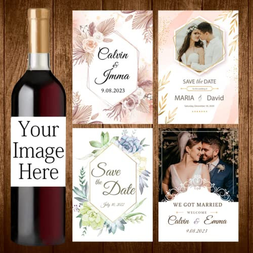jifu Personalisierte Hochzeitsaufkleber für Weinflaschen, individuelle Weinflaschen-Etiketten, Aufkleber, personalisierbar, Dankeschön-Weinflaschen-Etiketten, Aufkleber, Hochzeit (17, 20 Stück)