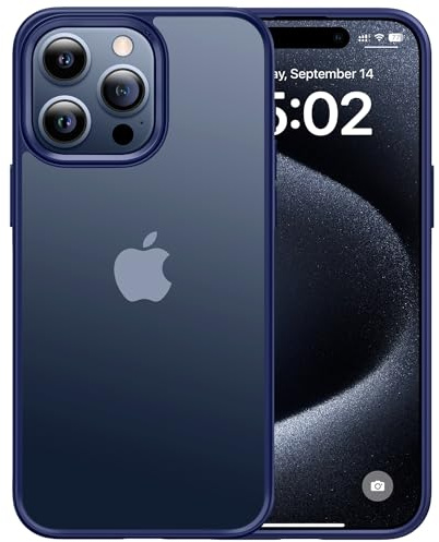 CASEKOO for iPhone 15 Pro Max Case Armor Shockproof [Upgraded Military Grade Protection] Anti-Scratch Bumper Phone Case, (Anti-Fingerprint) Matte Translucent Cover for iPhone 15 Pro Max (6.7''/Blue)