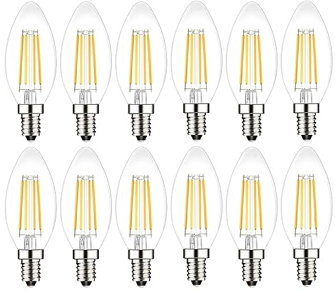 PureShine E14 Led SES Candle Light Bulb Dimmable,Small Screw,4W Equivalent 40W, Warm White 2700K,400Lm,Pack of 12