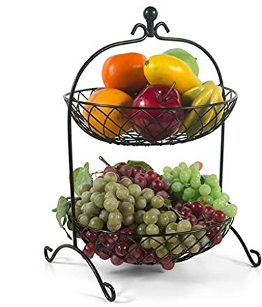 OUSIKA Cesto di frutta Ciotola Cesto di frutta Cesto portaoggetti a banana a 2 livelli Cesto portaoggetti in ferro for soggiorno Cucina Desktop Decorativo for tavolo Piatti
