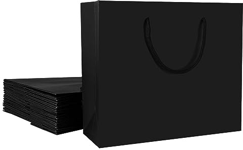 ASelected 12Pcs black gift bag 45X13X33Cm Large Gift Bags Can Be Reused For Birthday Wedding Shopping Parties black