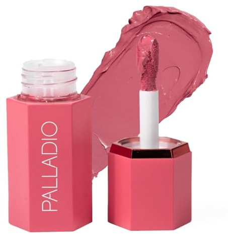 Palladio Liquid Blush for Cheeks & Lips 2-in-1 Makeup, Weightless Cream Formula, Smudge Proof Long-Wearing, Natural Look, Dewy Finish, Cool Pink
