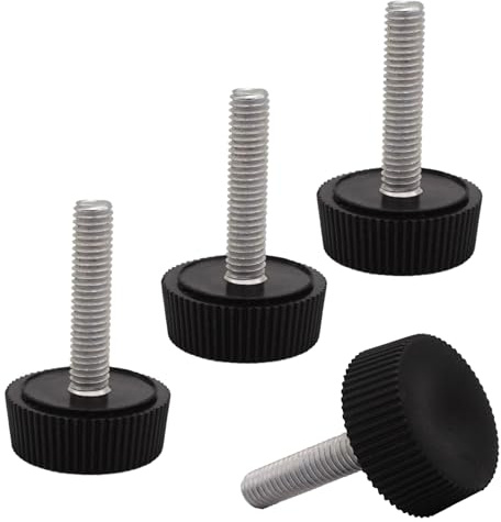 SKIR'CO 4 patas niveladoras de muebles M5 x 20 mm, patas redondas de metal ajustables, vástago M5 roscado, pie nivelador