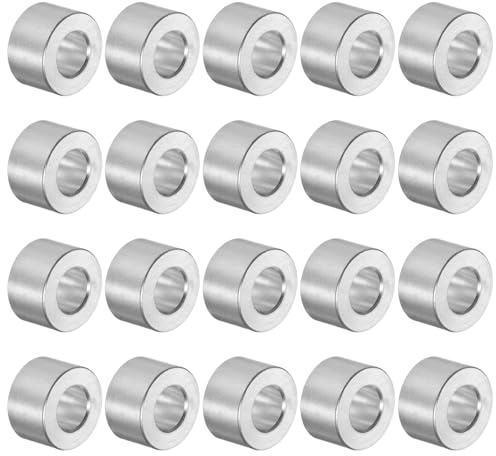sourcing map 20 Stück Distanzhülse 5x10x6mm Aluminium Abstandshalter Runde | 5x10x6mm(IDxODxL) Unterlegscheiben für M5 Schrauben, Bolzen und Stangen