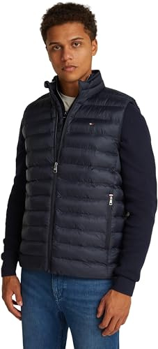 Tommy Hilfiger Chaleco reciclado para hombre, MW0MW39989, azul, XXL, Azul (Desert Sky), XXL