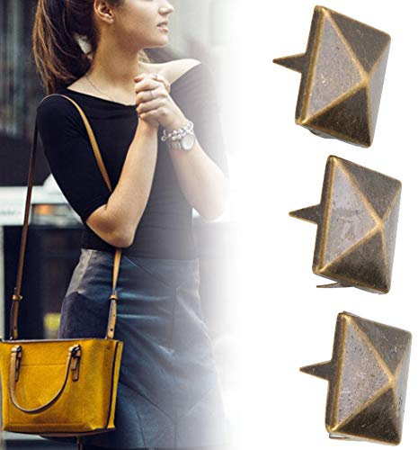 KIMISS 100 Stück 4-Klauen-Pyramiden-Punk-Nieten, Quadratisch, Metallnieten für Lederarbeiten, Kleidung, Schuhe, Handtaschen mit 1 3/16 Zoll 30 Mm, Silber (15MM)