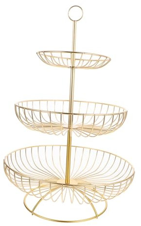 TOPBATHY 3-Tier Metal Fruit Basket Kitchen Storage Stand Sturdy Wire Fruit Bowl Large Countertop Organizer for Household and Vegetable Display