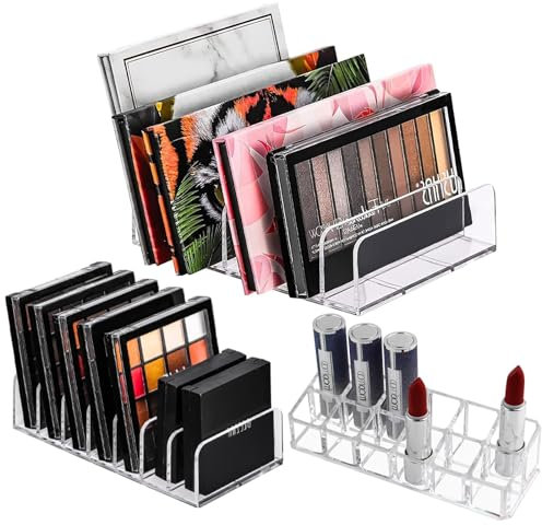 Kosmetik Organizer Lidschatten,Transparent Acryl Make up Paletten Halter,2 Größen Schminkaufbawahrung Lippenstifte Nagellack Acryl Aufbewahrungsboxen,Paletten Halter für Schrank Schminktisch,2 PC