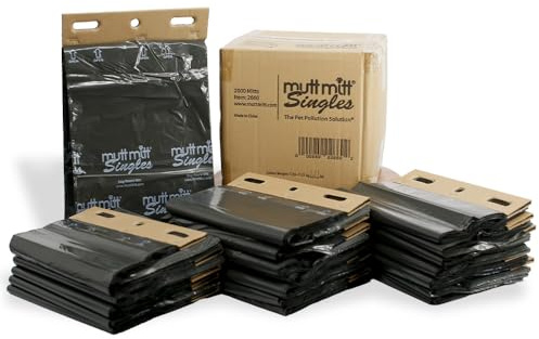 Mutt Mitt® Singles Dog Waste Header Bags - New Listing, Same 2,000 Bags perfect for 3 Dog Waste Stations - Single-Ply, thick bag with a bottom gusset, for safer, easier pick-up