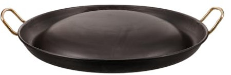 PRETYZOOM Padella Di Ferro 36 Cm Doppio Manico in Ghisa 1,5 Mm Antiaderente e Resistente Per Grigliare e Friggere, Padella Multifunzione Leggera e Portatile Per Barbecue e Cucina Quotidiana