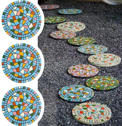 Trittsteine, 3-teiliges Mosaik-Trittstein-Set für den Valentinstag, 12/13/15 Zol für den Valentinstag, 12/13/15 Zoll Gartensteine als Rasentritt, Trittsteinmatte für Trauerwege (blau, 30 cm)