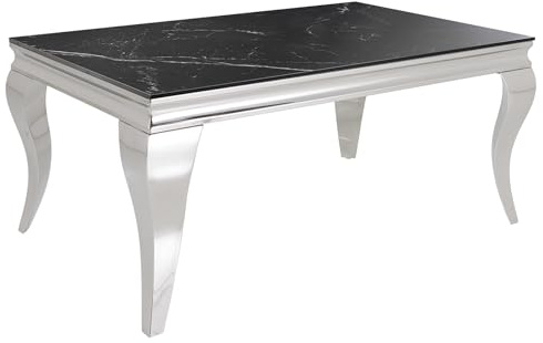 Riess Ambiente Design Couchtisch MODERN BAROCK 100cm schwarz Chrom Keramik-Optik Edelstahl