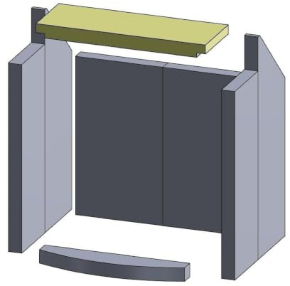 Heizgasumlenkplatte - Passend für Hark Kaminöfen inkl. Modellübersicht - Vermiculite feuerfest & hitzebeständig - Kamin Ofen Zubehör (380x135x30 mm)