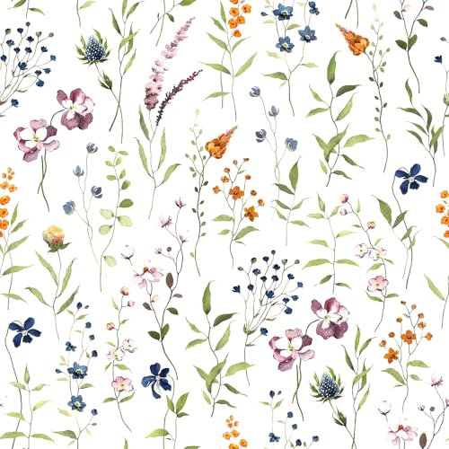 VaryPaper Peel and Stick Floral Wallpaper Tropical Leaf Patterned Sticky Back Plastic 44.5cmx200cm Lining Paper for Wall Flower Wallpaper for Living Room Hallway Vinyl Wrap for Furniture Cabinets