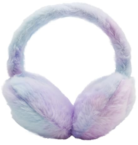 IHCEMIH Ear Muffs Girls Women Earmuffs Fluffy Plush Adjustable Colorful Earmuff Winter Accessories Ear Warmers Running Skiing Ears Covers Protectors from Wind Cold Outdoor Gift for Children Purple