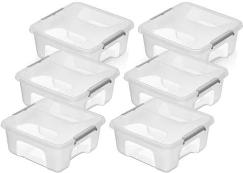 Kreher® Aufbewahrungsbox Transportbox Kleiderbox Kunststoffbox mit Deckel, Stapelbar, lebensmittelecht und BPA-frei in robuster Ausführung! Aus Kunststoff in Transparent. In verschiedenen Größen.