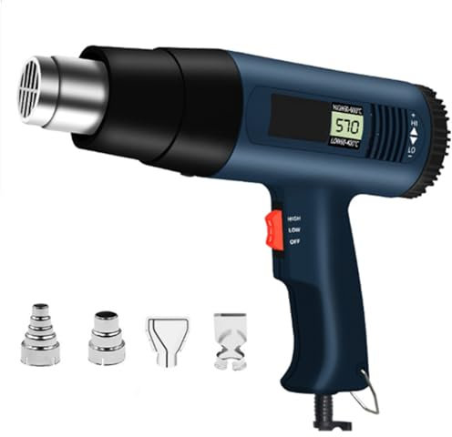 HUIZHITENGDA 110V/220V High Temperature Digital Display Hot Air Gun, 2000W Electronic Repair Small Film Portable Drying Gun Industrial Heat Shrink Film Hair Dryer Baking Gun,110V