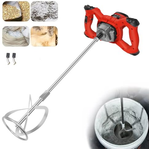 Miscelatore per Malta, Miscelatore Cemento, Miscelatore per Colla, 2600W, barra a spirale cromata M14, per la miscelazione di vernice, liquami di cemento, calcestruzzo, malta, riempitivo,Rosa