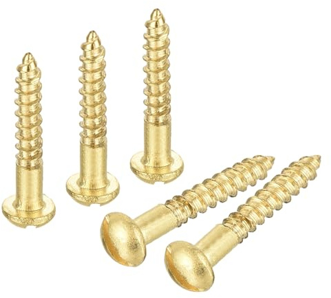 sourcing map Holzschrauben, M2 x 16 mm, Schlitz, Rundkopf, Messing, selbstschneidende Schrauben, 30 Stück